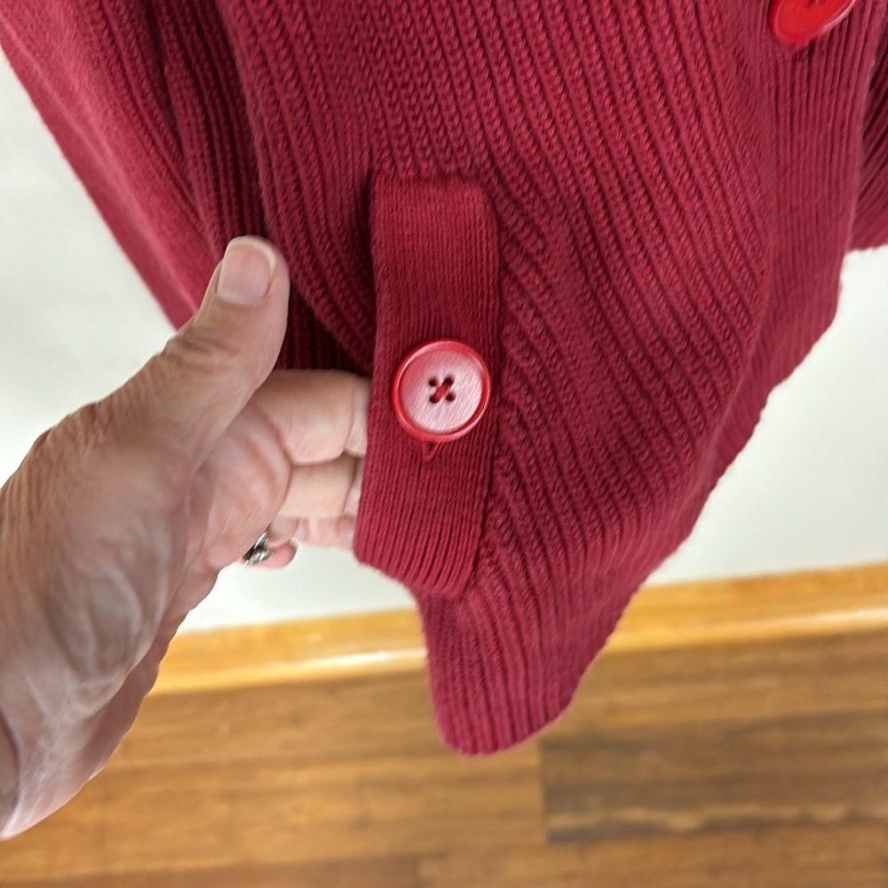 Talbots Red Ribbed Button Front Cardigan Sweater Size Small - Picture 5 of 10